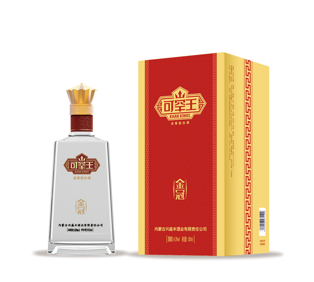 可罕王金冠 42度浓香型白酒500ML*6瓶整箱装