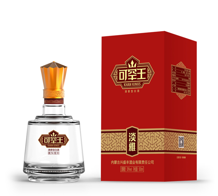 可罕王淡雅 39度清香型白酒500ML*6瓶整箱装