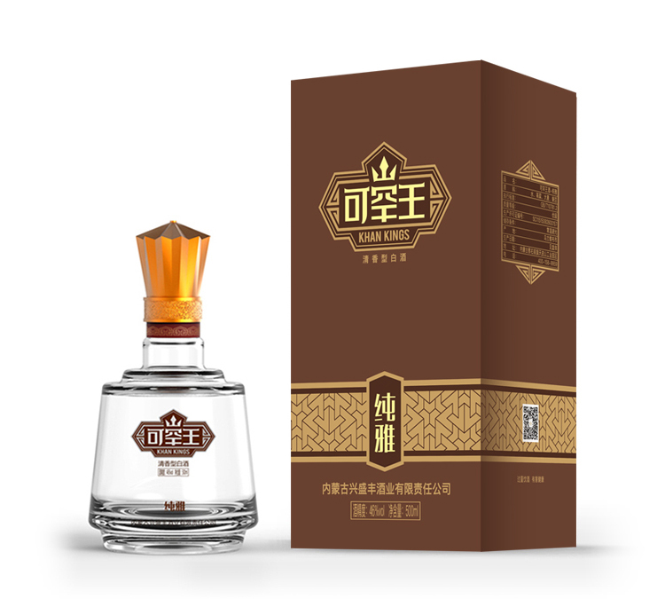 可罕王纯雅 46度清香型白酒500ML*6瓶整箱装